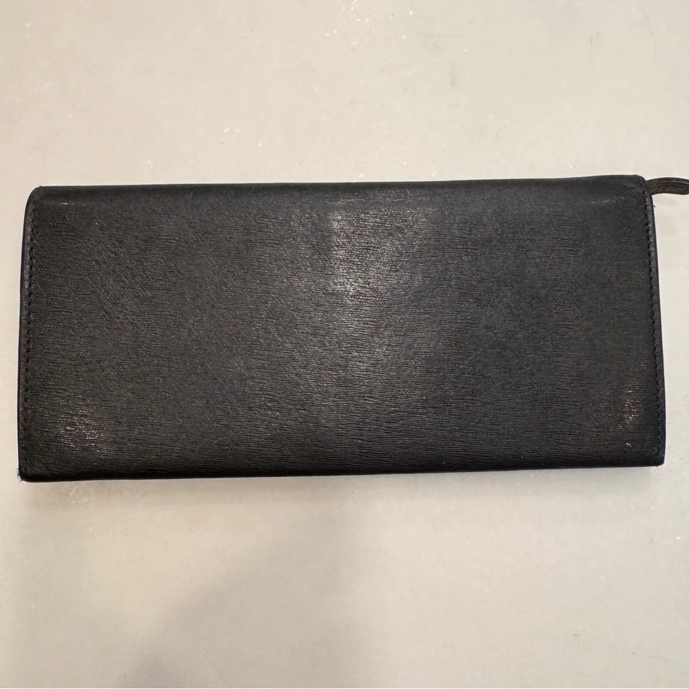 dunhill Black Leather Men's / Women’s Bi-Fold Long Wallet
